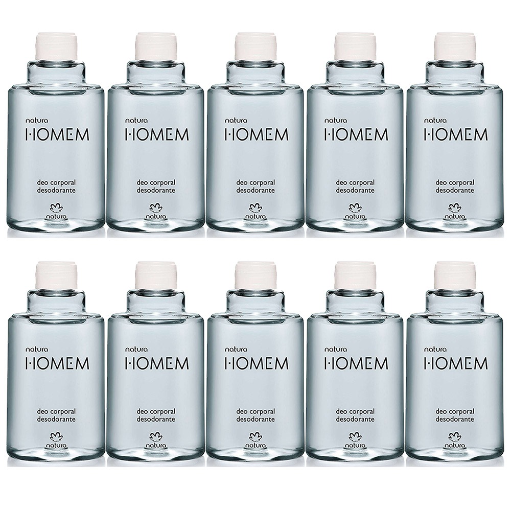 Homem Clássico Tradicional Natura 100ml Refil Deo Corporal Masculino Kit com 10 Unidades