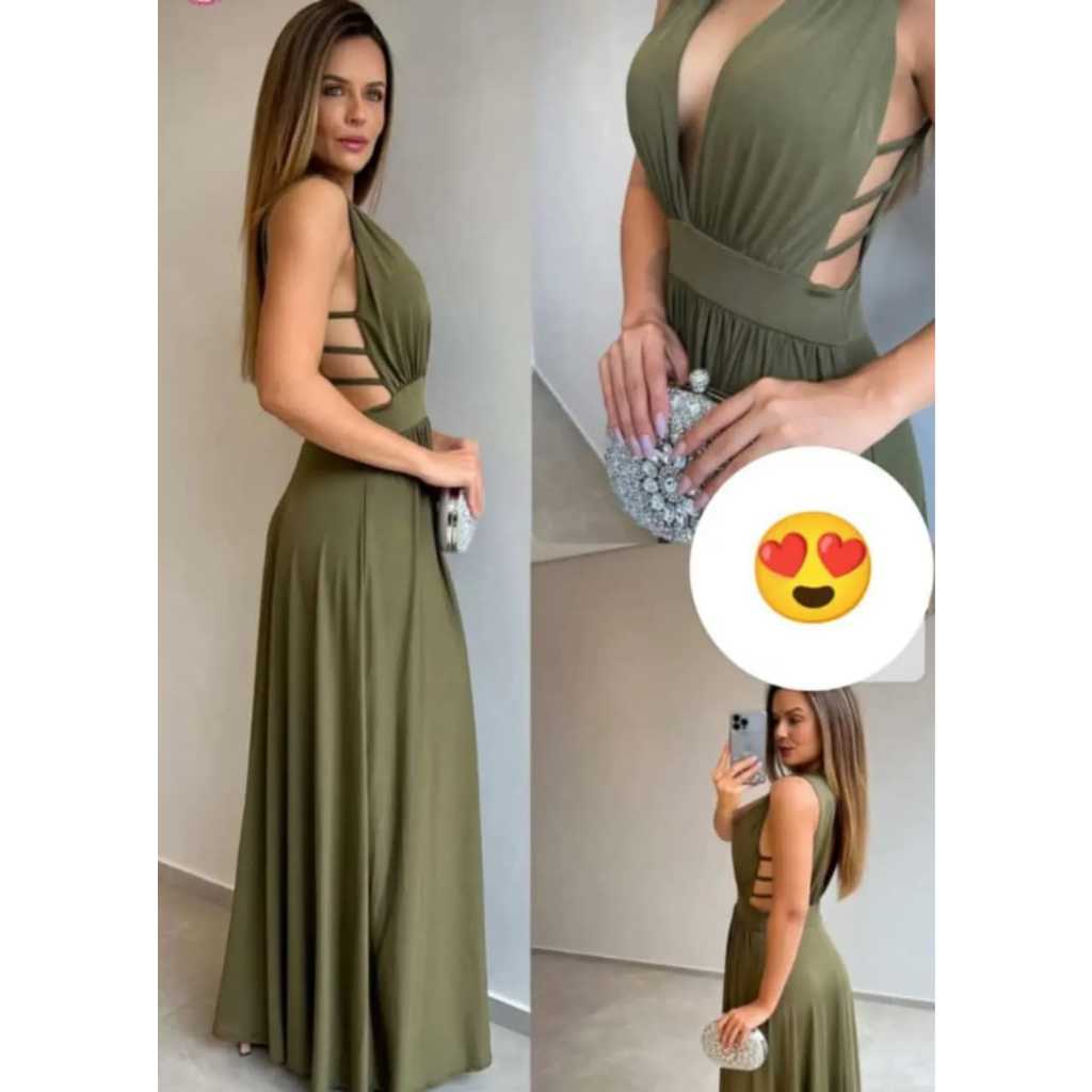 Vestido Feminino Festa em Geral Madrinha Longo Aberto na Lateral Bojo Elegante Lilas Terra...