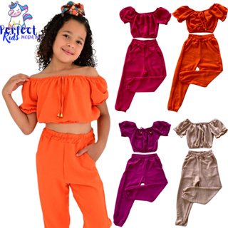 CONJUNTO BLUSA CROPPED E CALÇA JOGGER MENINA INFANTIL INFANTO-JUVENIL DE 5 A 12 ANOS em Oferta na Shopee