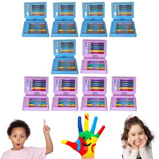 Kit 10 Maleta Estojo Escolar Pintura Infantil 18 Pçs Desenhos Giz Lápis Presente Lembrança em Oferta na Shopee