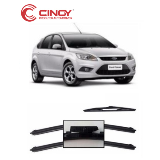 Kit 3 Palhetas Limpador de Parabrisa Dianteiro + traseiro Para Ford Focus 2008 2009 2010 2011 2012 em Oferta na Shopee