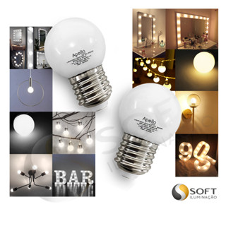 KIT 15 Lâmpadas Mini Bulbo LED Bolinha 3W Bivolt E27 LUZ BRANCA FRIA/6500K, BRANCA QUENTE/3000K Ideal Espelhos/Camarim/Penteadeiras em Oferta na Shopee