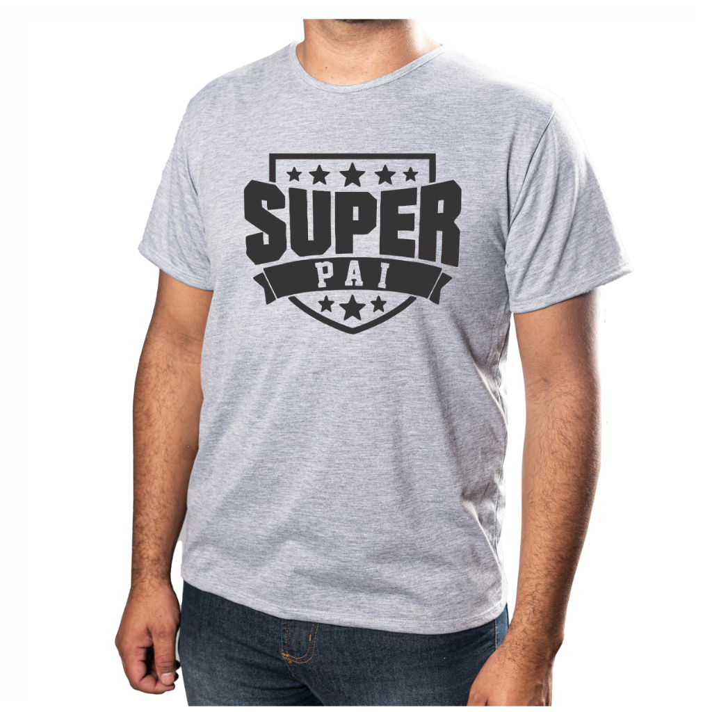 Camisa Personalizada Frase Super Pai Estampada Acabamento E Durabilidade Anti-pilling 100% Poliéster Promoção