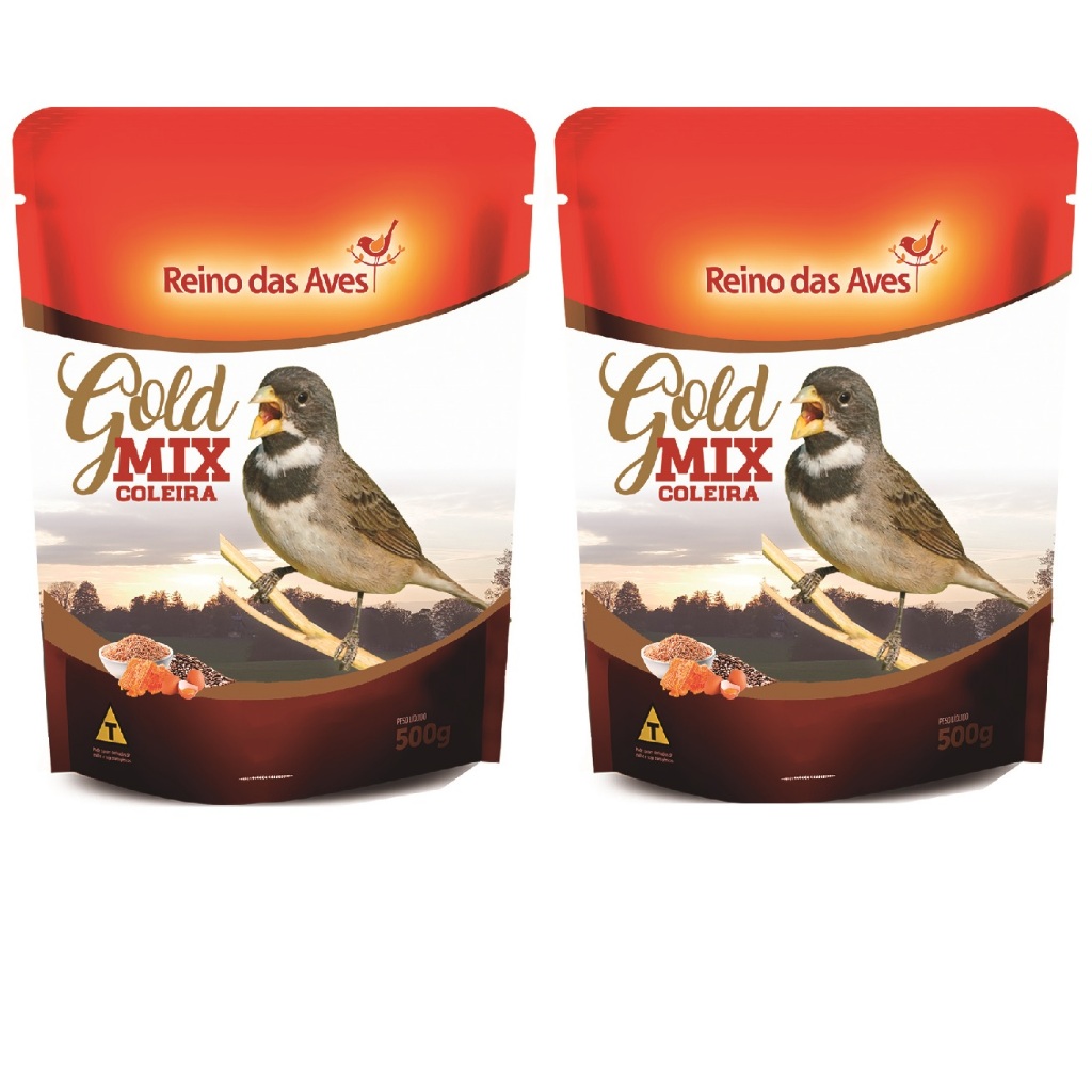 Kit 2 Ração Gold Mix Premium Coleira para Pássaros Porte Pequeno 500g em Oferta na Shopee