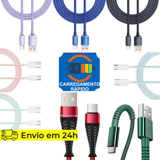 Cabo Carregador Tipo C Reforçado 1 Metro e 2 Metros Compativel com Samsung Xiaomi e Muito Mais