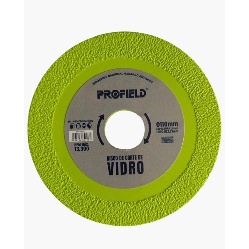 Disco Corte para Vídro 4.1/2”x1,0mm Furacão 22,23mm - PROFIELD