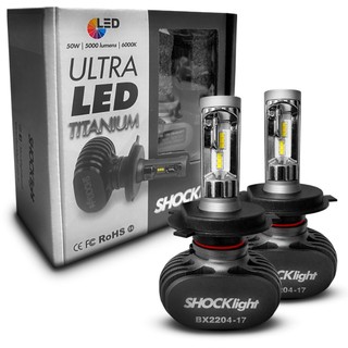 Kit Par Lâmpada Ultra Led Titanium Shocklight 10.000 Lúmens 6000k Encaixe H4 em Oferta na Shopee