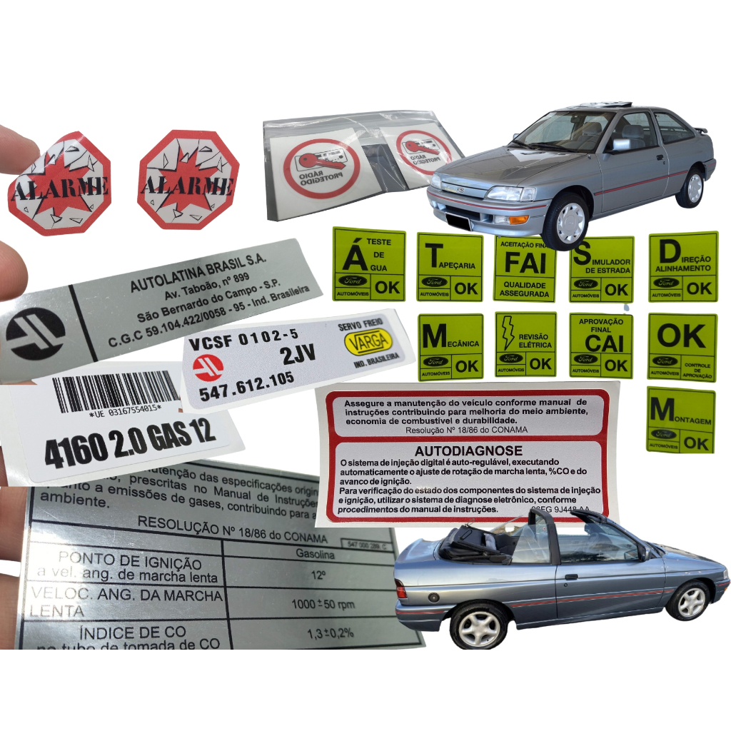 Kit c/20 Adesivos Ford Escort XR3 2.0I - 93 A 96 (Kit Completo De Adesivos E Selos)