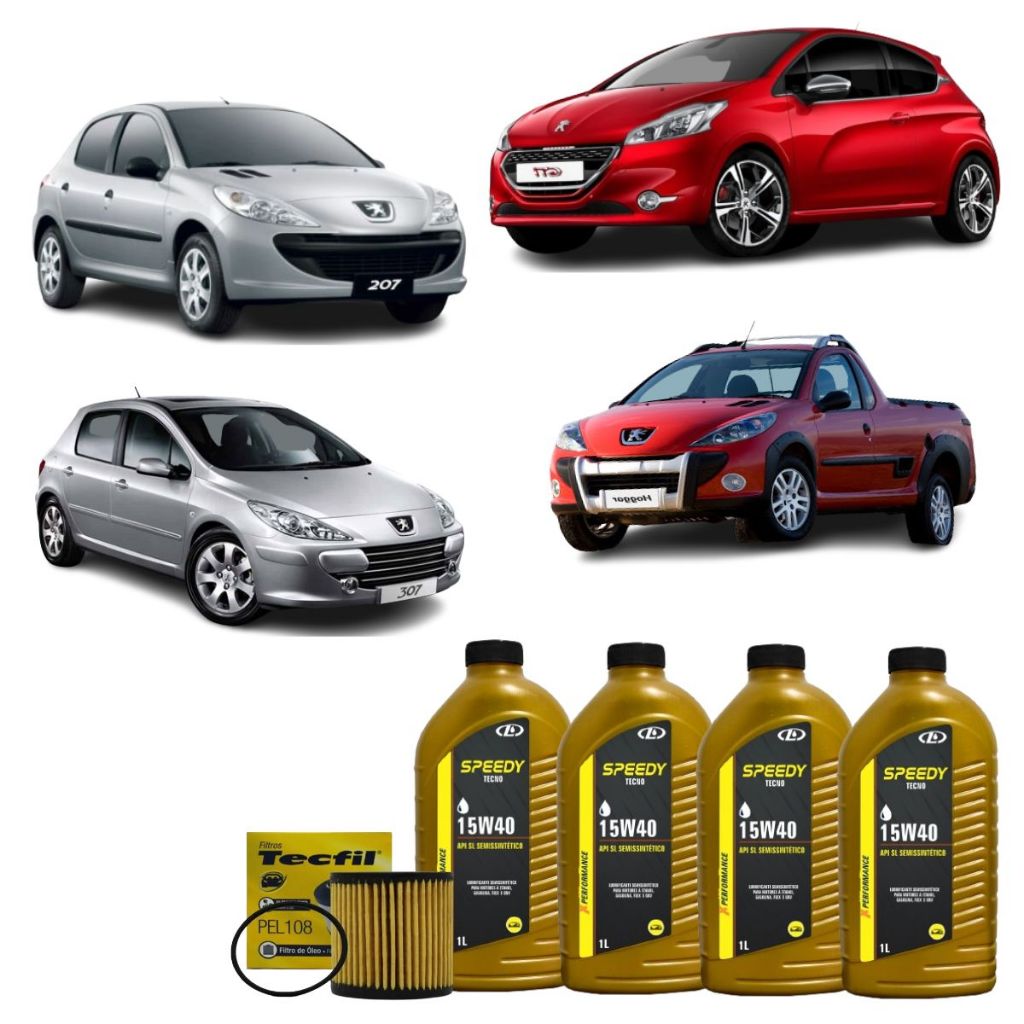 Kit Troca De Oleo Peugeot Hoggar 307 207 208 1.6 1.4 Citroen C3 C4 Aircross 15w40 revisão original em Oferta na Shopee