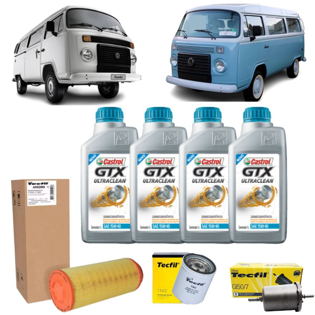 Kit Troca De Oleo E Filtros Kombi 1.4 Flex 15w40 Castrol revisão original Volkswagen original em Oferta na Shopee