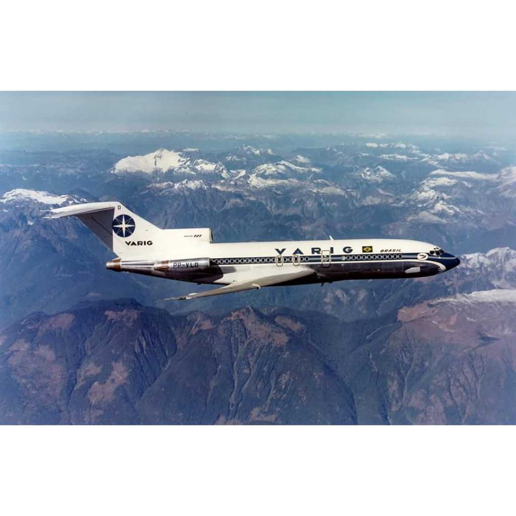 Pôster Retrô   -   Varig Voo Boeing 727 -   Decora   -    33 Cm X 48 Cm