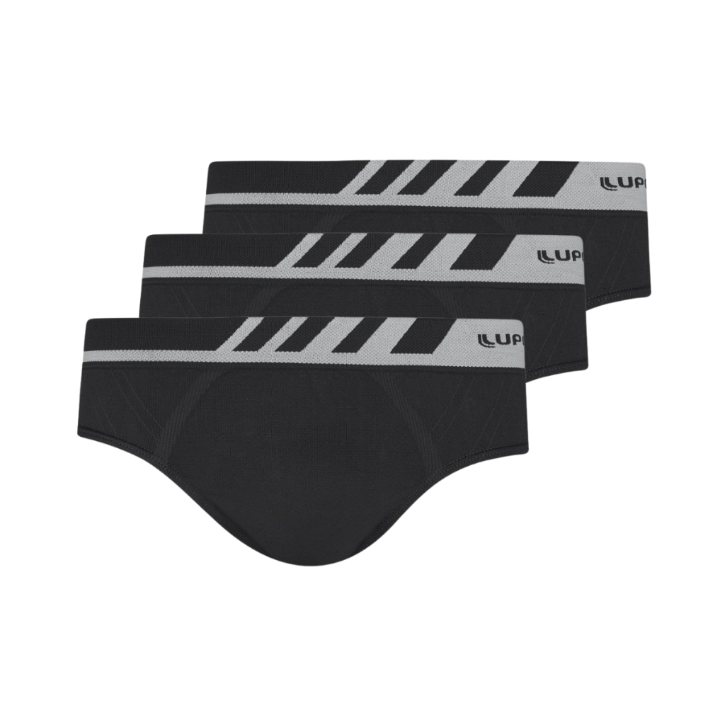 Kit 3 Cuecas Masculina Slip Lupo Microfibra Adulto Sem Costura Original Preto 691-002