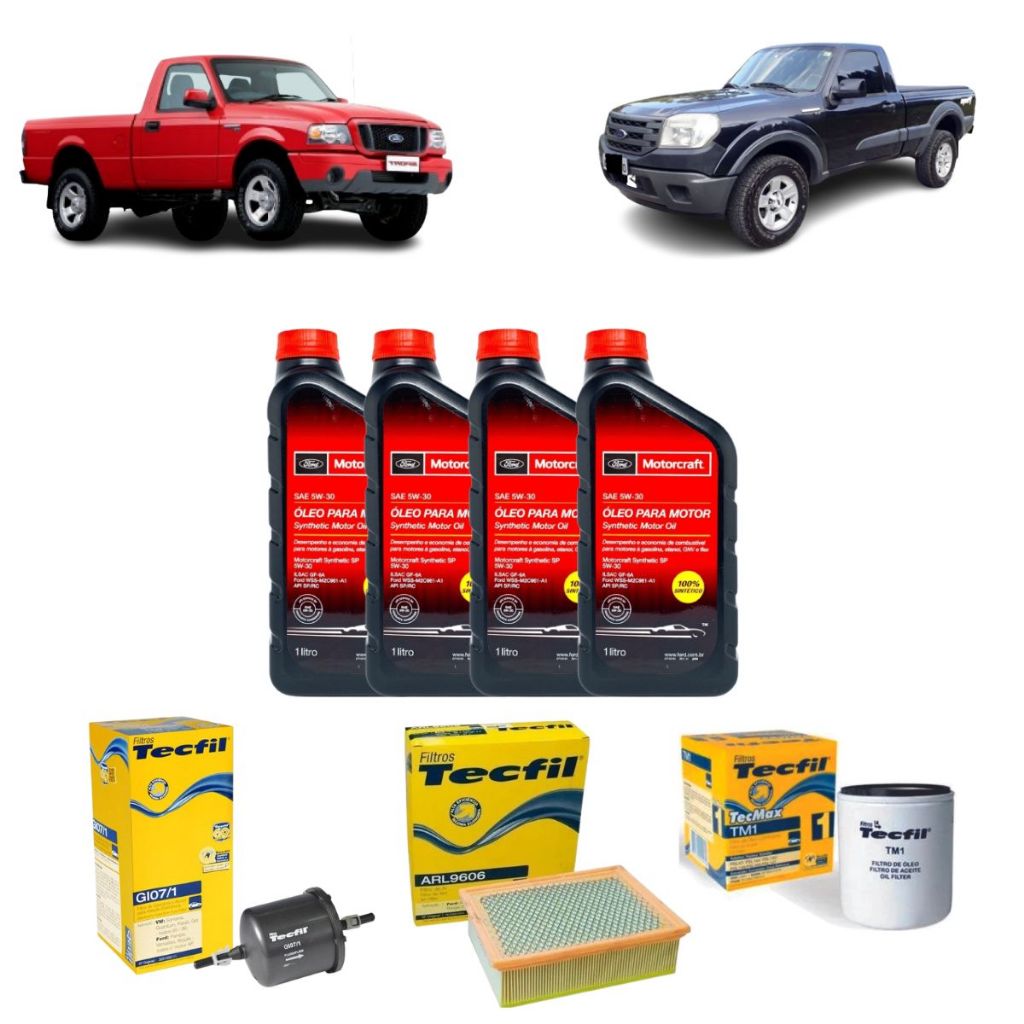 Kit Troca De Oleo E Filtros Ford Ranger 2.3 16v Gasolina 5w30 Motorcraft Sintético Original