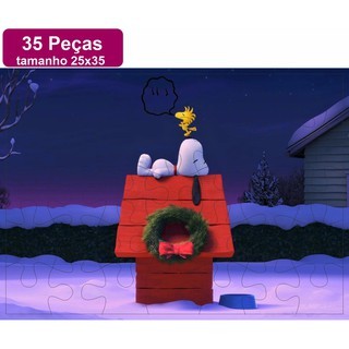 Quebra Cabeça Infantil em MDF 35 Peças Tema Snoopy com caixa em MDF tamanho 25x35cm BR_0107