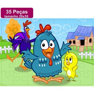 Brinquedos Quebra-cabeça Infantil 25x35cm em mdf Personalizado Galinha Pintadinha 35 peças Com caixa em MDF BR_0001_GALINHA_PINTADINHA