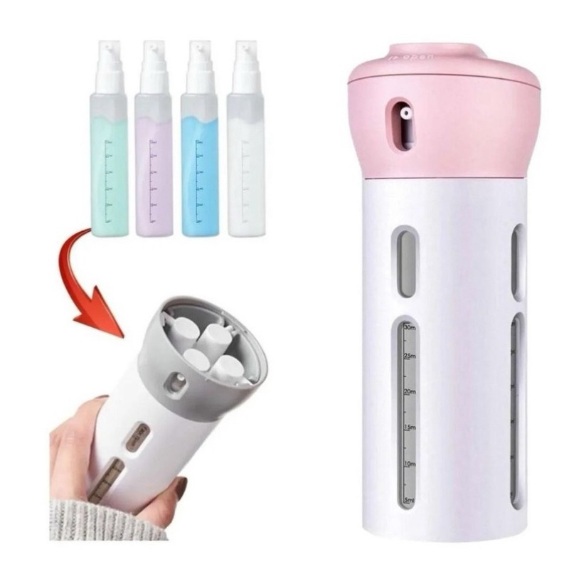 Dispenser Portátil 4 Em 1 Kit Viagem Shampoo Gel Cremes Viagens Loção