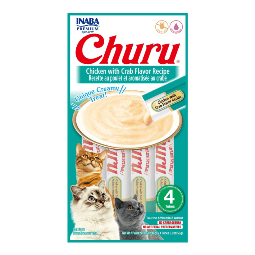Petisco para Gatos Churu Galinha e Caranguejo 56g Creme para Gatos Inaba Churu