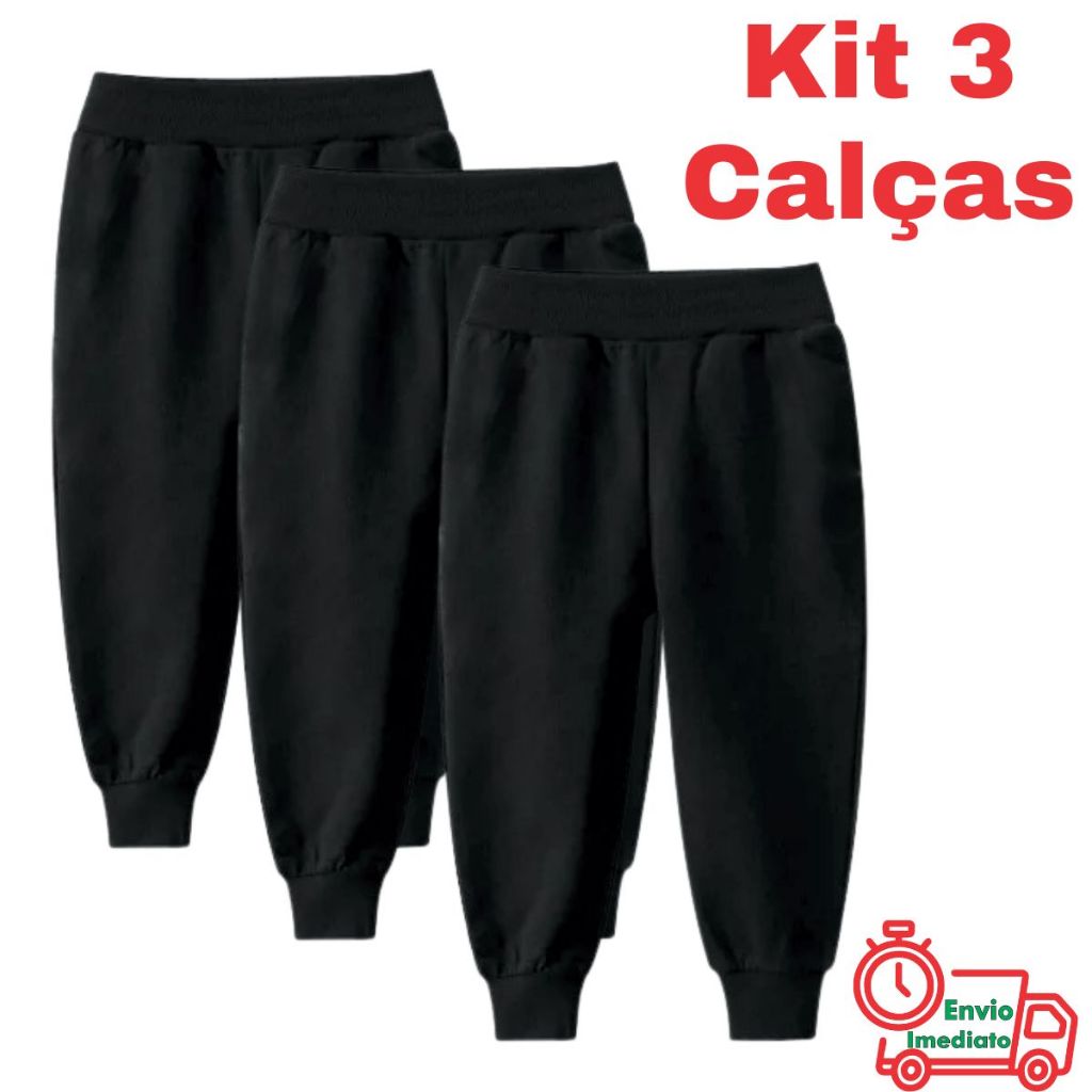 Kit 3 Calça De Moletom Infantil Flanelada UNISEX
