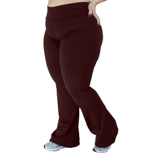 KIT 2 Calças Flare Bailarina Plus Size Cintura Bem Alta Em Suplex Poliéster G1 G2 G3 G4 WOLFOX