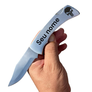 Canivete De Bolso em Inox Personalizado Com Presilha em Oferta na Shopee