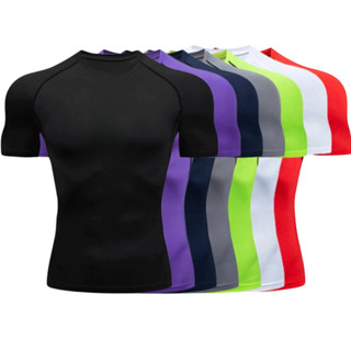 Camiseta De Corrida LISA Apertada Masculina Compressão Manga Curta Fitness Esportivo Musculação em Oferta na Shopee