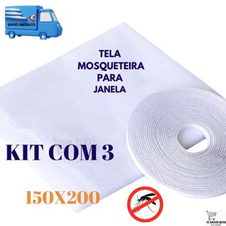 Kit 3 Telas Mosqueteira Para Janela Anti Inseto Tela Mosquieteiro Anti Inseto Pernilongo Anti Mosquito Dengue Tela Para Mosquito 150 X 200 CM Com Autocolante Velcro Removível