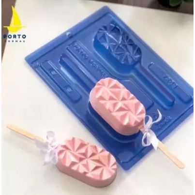Forma Porto Com Silicone (3 partes) Para Chocolate POPSICLE GEOMETRIC 3D - CÓD 1204
