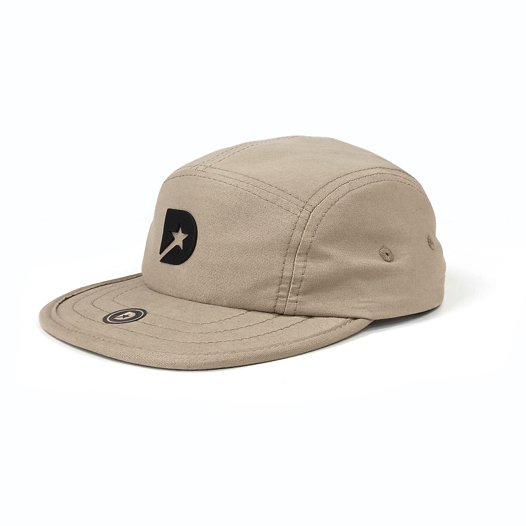 Boné Five Panel Aba Reta Masculino Daymon Logo star khaki 100% algodão Aba em E.V.A Flexível