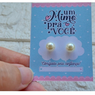 50/100 Brincos de Pérola Marfim c/ TAG Dia Das Mães Namorados Páscoa Mimo Lembrancinha em Oferta na Shopee