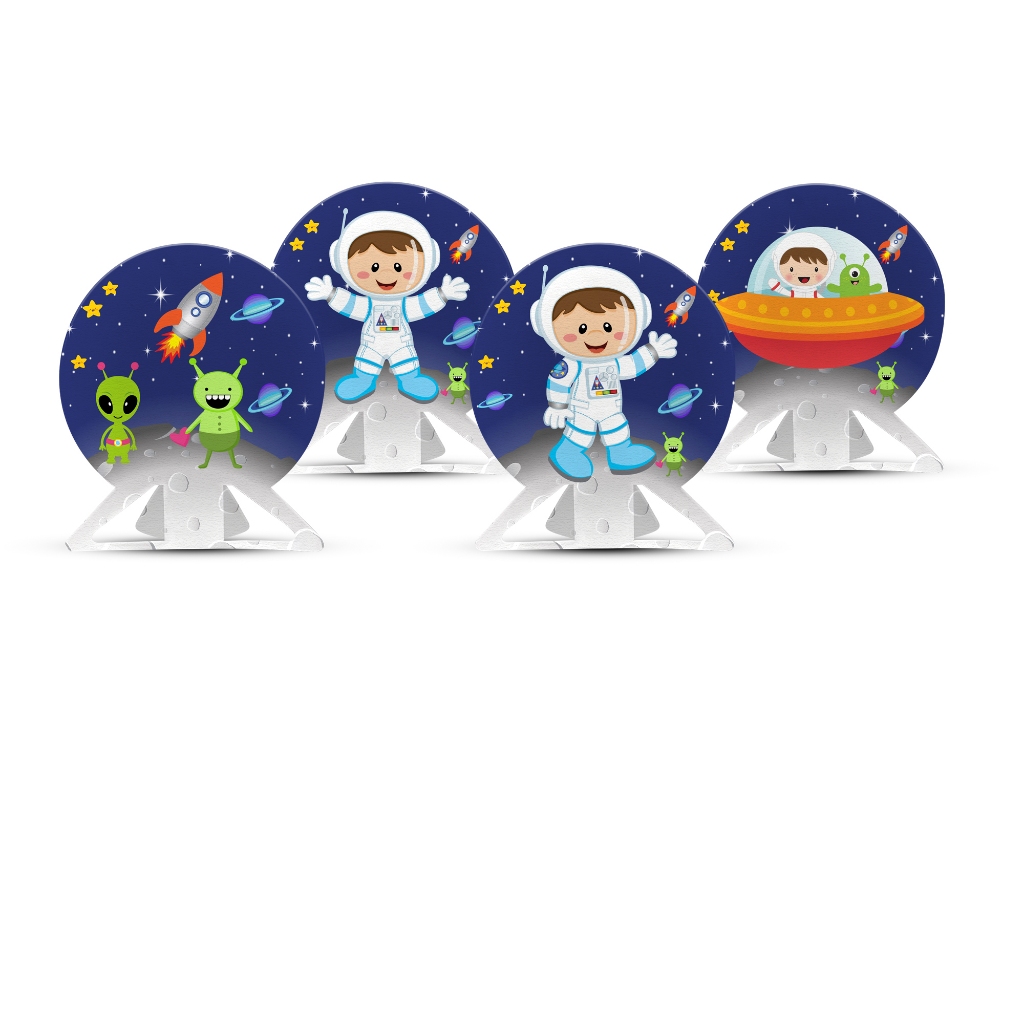 4 DISPLAY DE MESA TEMA ASTRONAUTA DECORAÇÃO DE MESA