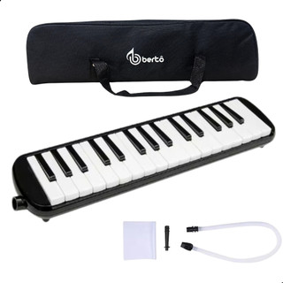 Escaleta 32 Teclas Melodica Bertô Preta + Capa + Bocal + Mangueira