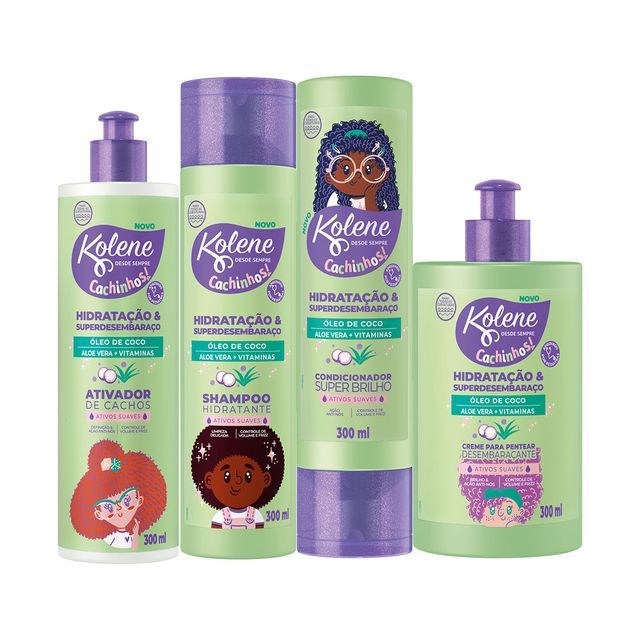 Kit Kolene Cachinhos Poderosos 300ml ( Sh + Cond + Creme Pentear  + Ativador Cachos ) - Envio Rápido