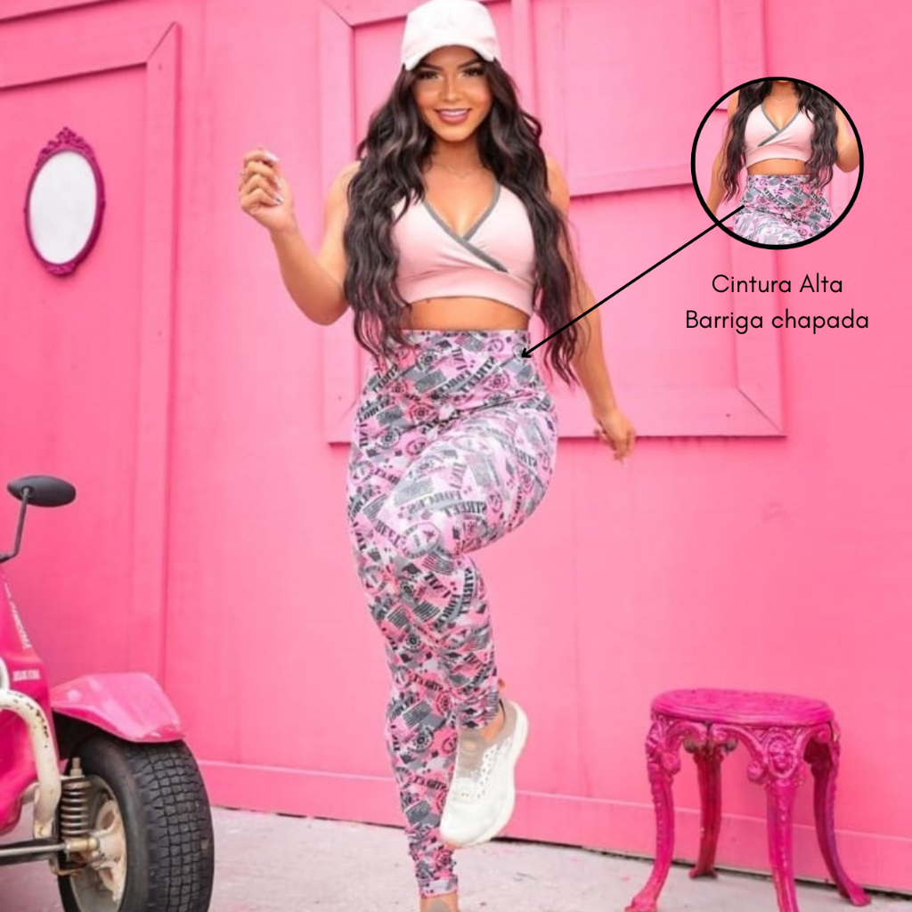 Calça Legging Estampada Suplex Academia Cós Cintura Alto Fitness P a G