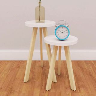 Conjunto 2 Mesinhas de Centro Em MDF Redondo Branco Sofisticado E Moderno em Oferta na Shopee