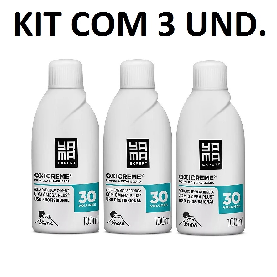 KIT COM 3 Água Oxigenada Cremosa Yamá 30Vol 100ml