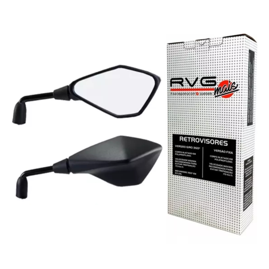 Retrovisor Rvg Kawasaki Z400 Rebaixado 90 Honda Lente Plana em Oferta na Shopee