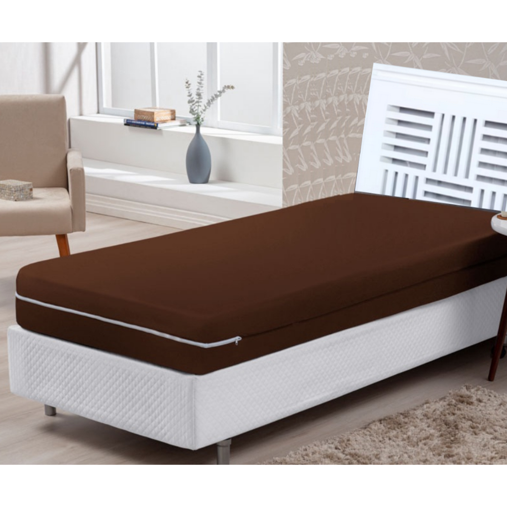 Capa de colchão solteiro malha gel com zíper tecido grosso