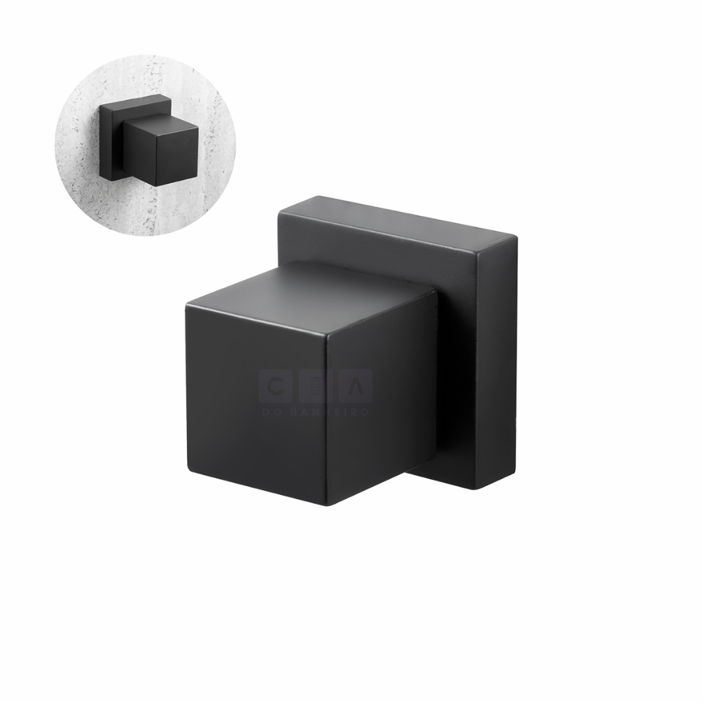 Acabamento Registro Quadrado Preto ABS Pressão ou Gaveta Deca