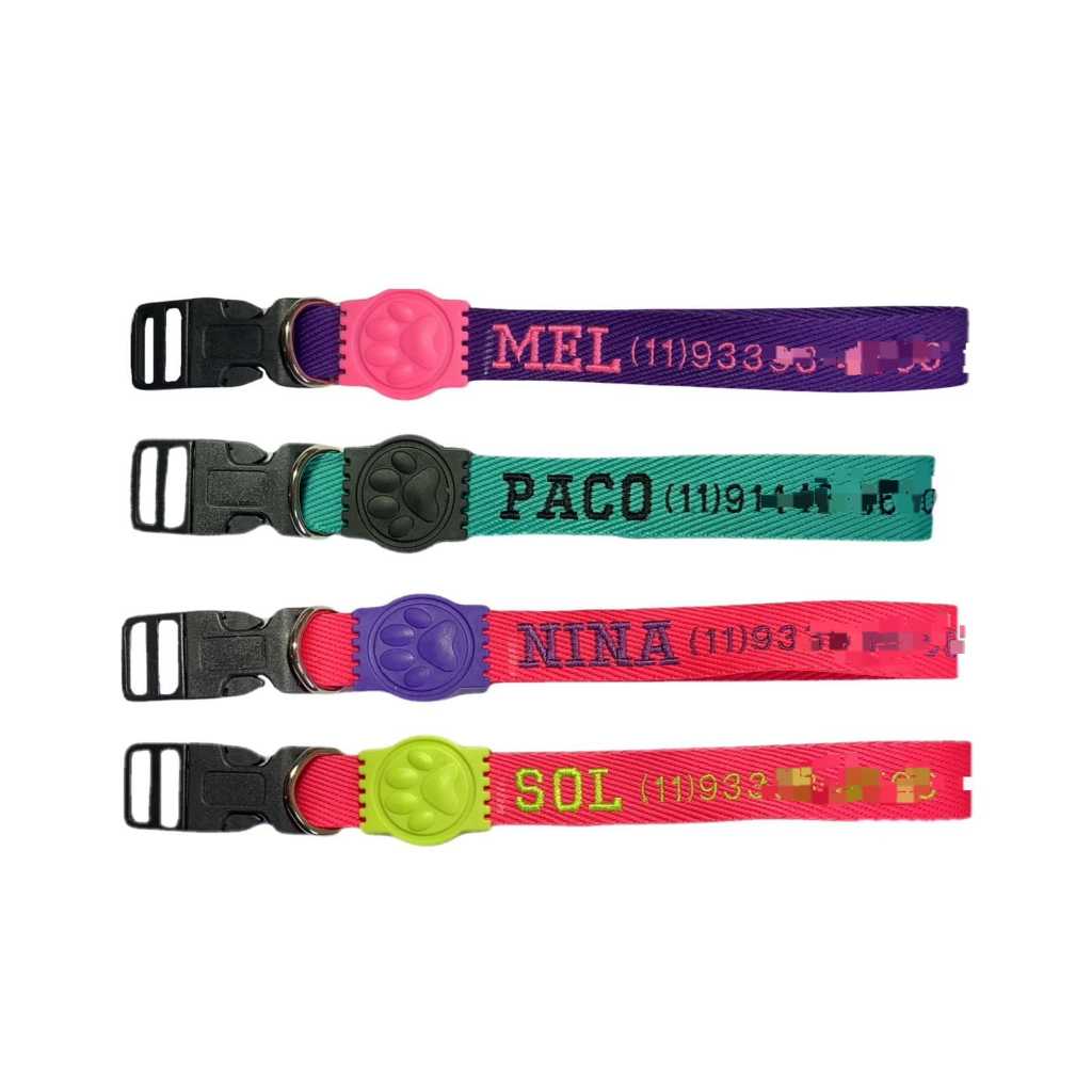Coleira para CACHORRO personalizada com nome e telefone ( A PARTIR DE 30CM) em Oferta na Shopee
