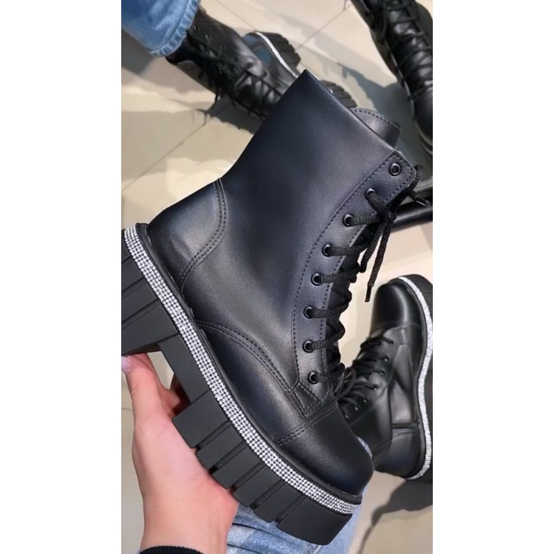 Coturno Bota Strass Brilho Tratorada com Zíper Lateral