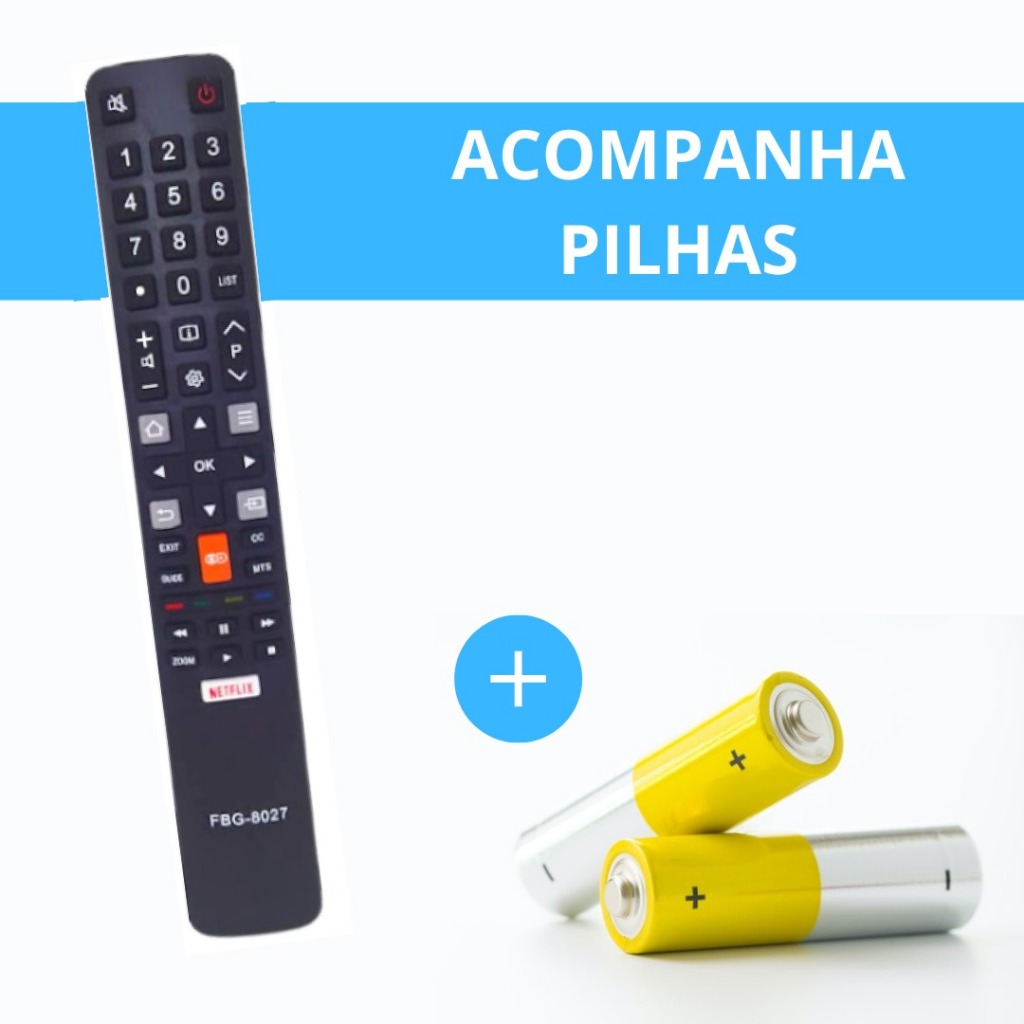 Controle Remoto TV Compatível Semp Toshiba TCL c/ Globoplay e Netflix FBG 8027