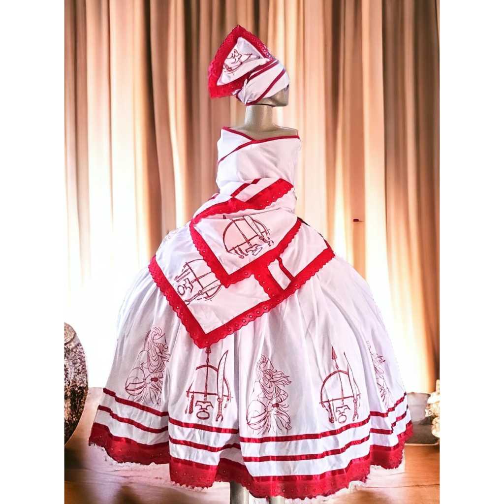 Roupa Ogum Vermelho e Branco Umbanda e Candomblé - Conjunto Ogum