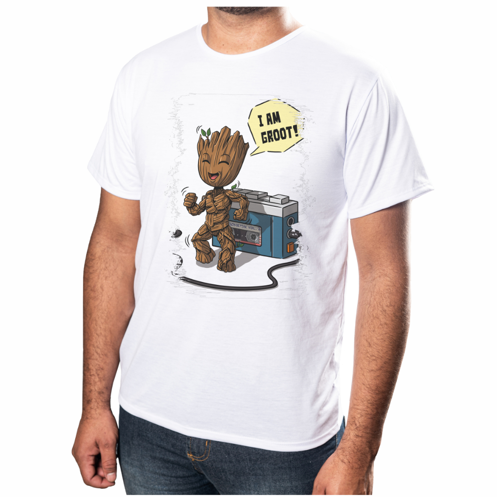 Camisa Personalizada Frase Eu Groot! Estampada Acabamento E Durabilidade Anti-pilling 100% Poliéster PROMOÇÃO