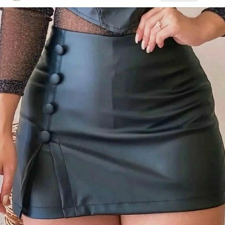 Shorts Saia Couro Fake - Moda Blogueira Feminina em Oferta na Shopee