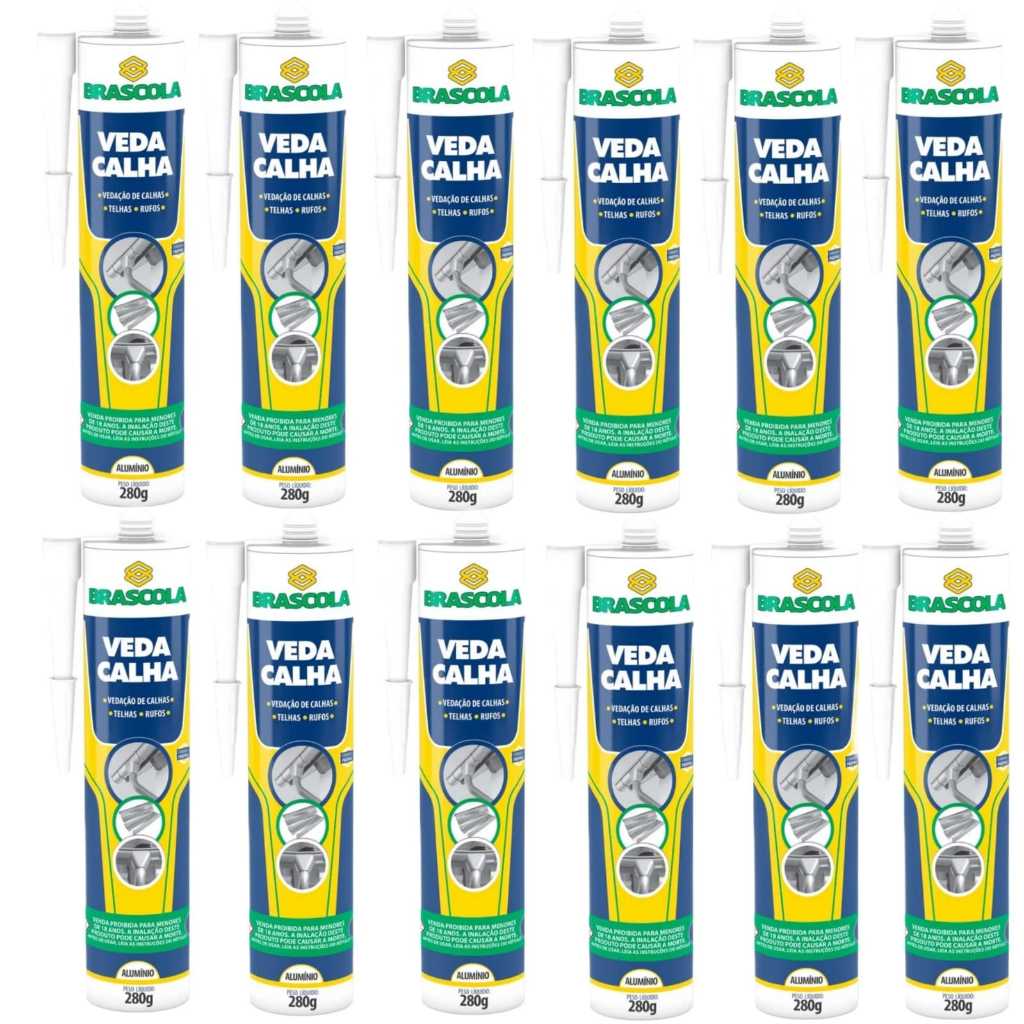 COLA VEDA CALHA RUFOS E TELHAS SELANTE ALUMÍNIO 280 G KIT 12 UNIDADES em Oferta na Shopee