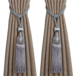 Kit 2 Prendedores de Cortina Redondos com Franjas – Abraçadeiras para Cortina, Decoração para Sala e Quarto