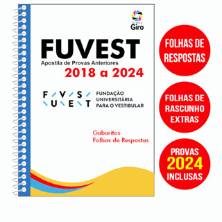 Apostila Fuvest Provas Antigas Anteriores de 2018 a 2024 1ª Fase com Gabaritos e Folhas Extras em Oferta na Shopee