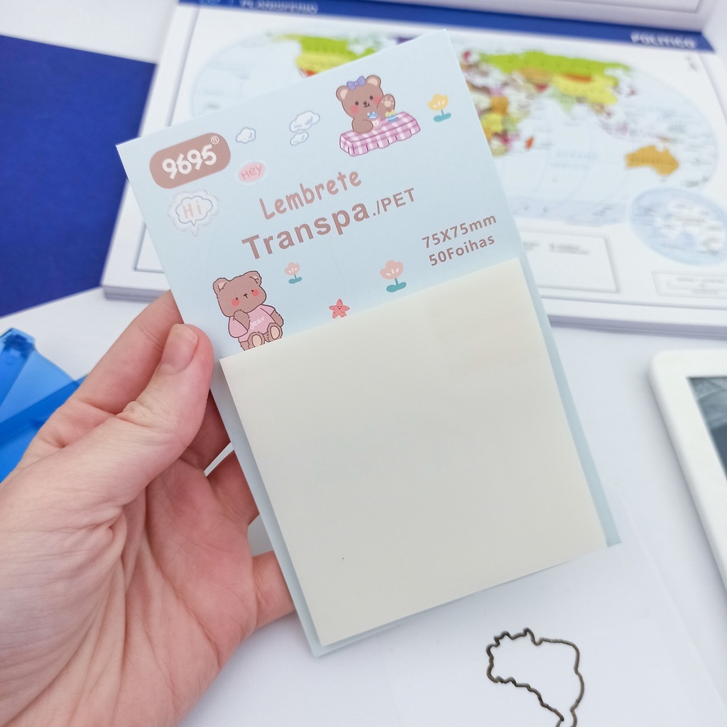 Bloco Adesivo Transparente Quadrado 75 x 75 mm 50 Folhas - Importado