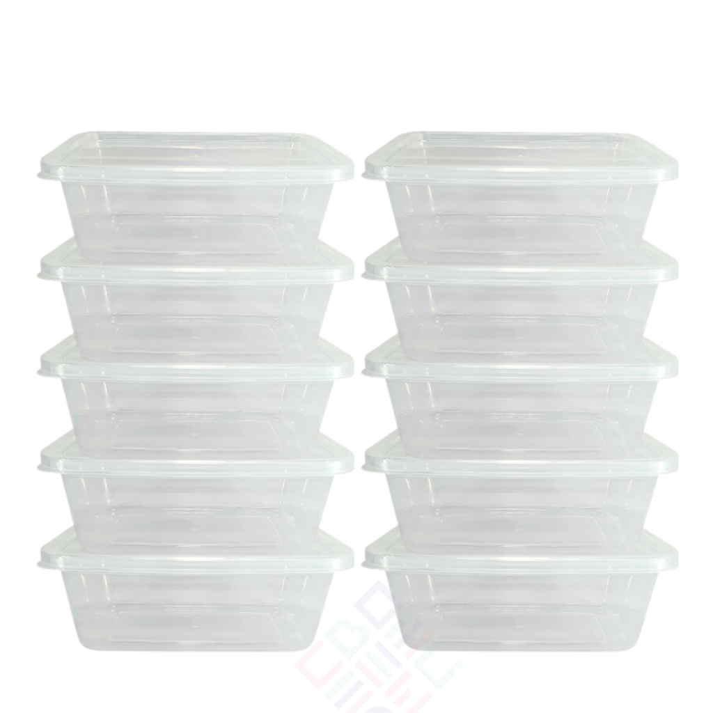 Kit 10 Marmitas Fitness 250ml c/ Tampa Pote Transparente Organizador de Alimentos Armazenar Mantimento Freezer