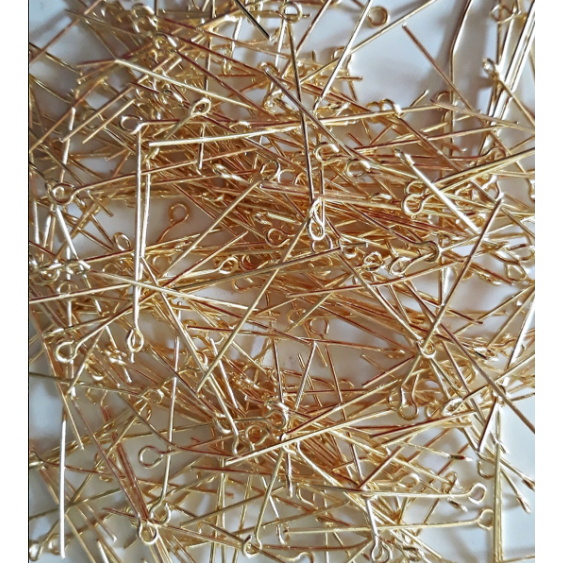 300 unid Alfinete Contra Pino Metal Dourado 30mm( 300 unidades ) R$ 22,50.